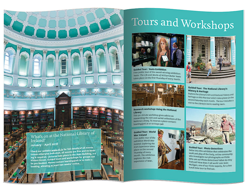 Double page spread of a Booklets for UCD designed & printed by Outburst design