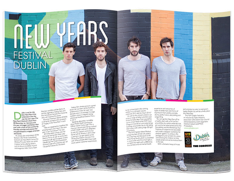 Double page spread of magazine Travel Ireland designed & printed by Outburst design
