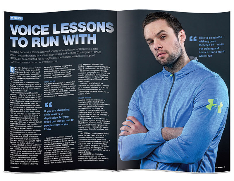 Inside pages of the magazine Irish Runner designed & printed by Outburst design