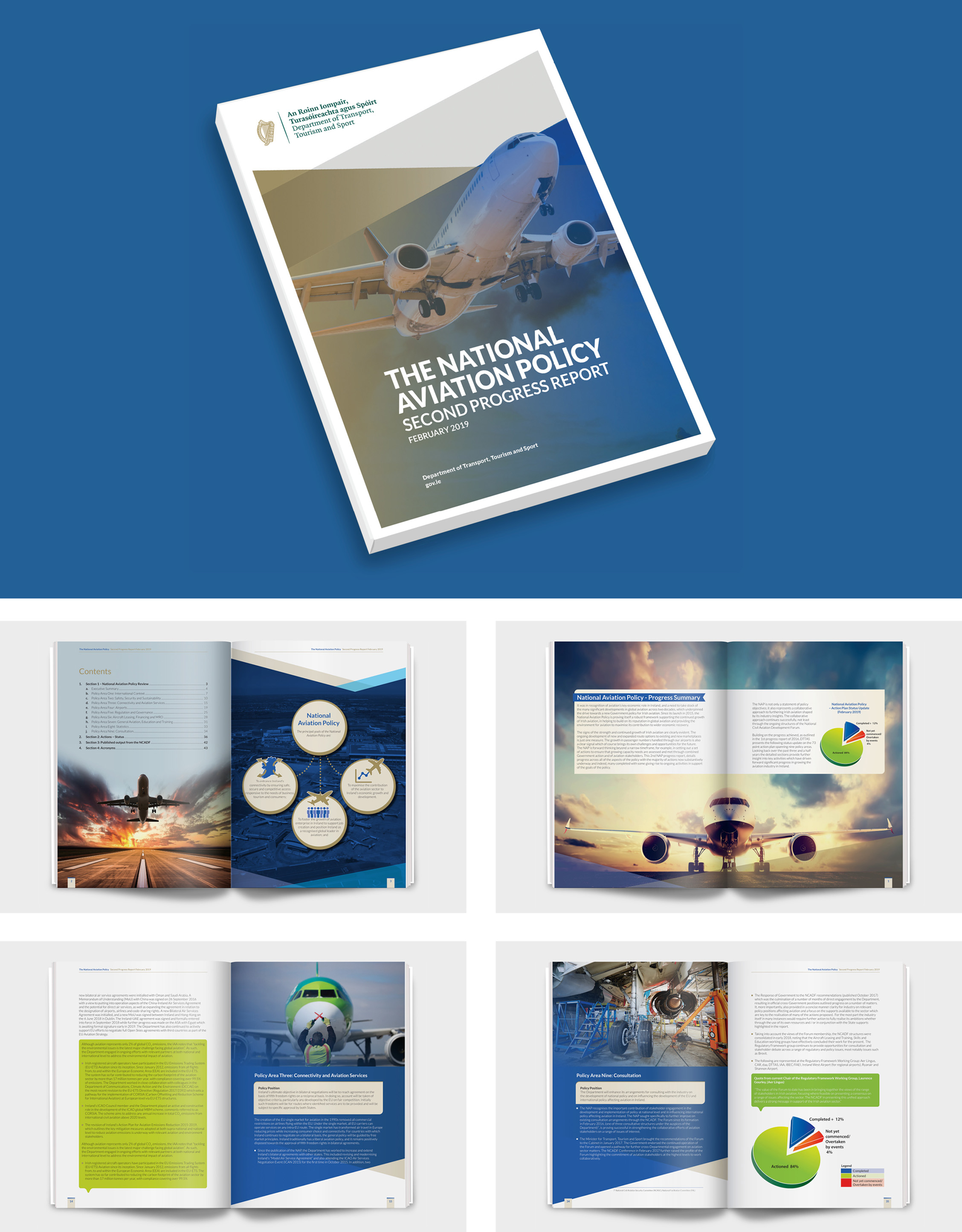 A progress report on the National Aviation Policy completed for the Department of Transport, Tourism and Sport