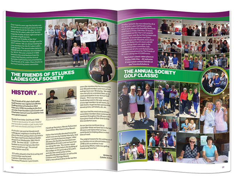 Double page spread of the newsletter for The Friends of St. Luke's designed & printed by Outburst design