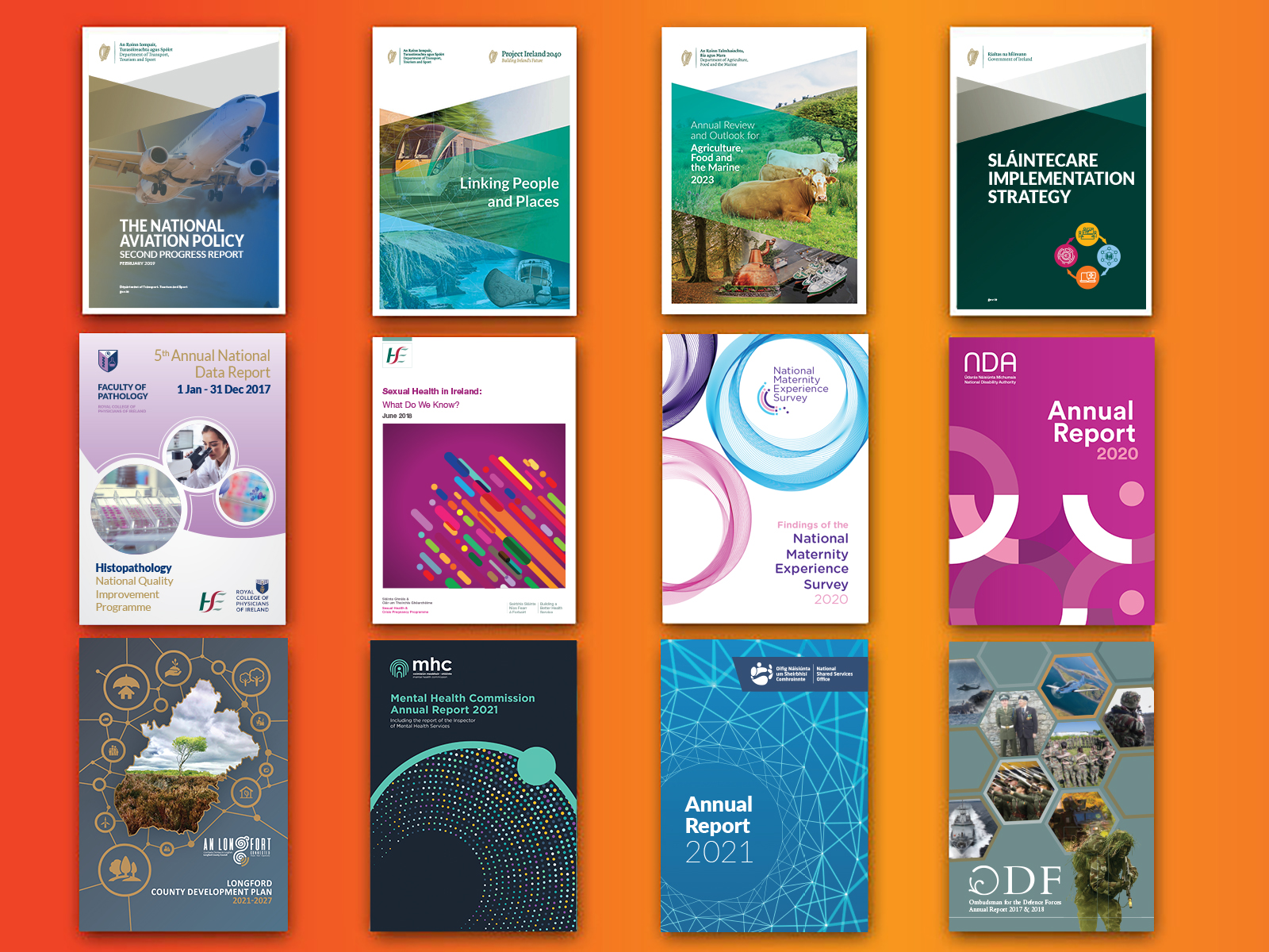 Creative annual report design & print including interactive PDF and accessibility in Dublin